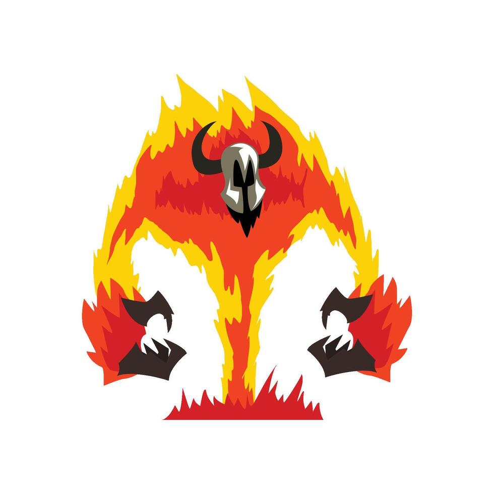 Flaming Fire Devil, Demonic Infernal Creature Cartoon Character Illustration vector