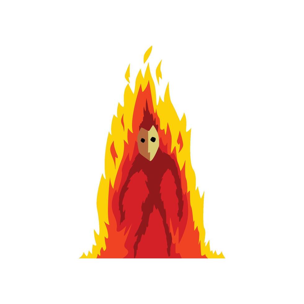 Flaming Fire Devil, Fantasy Mystic Creature Cartoon Character Illustration vector