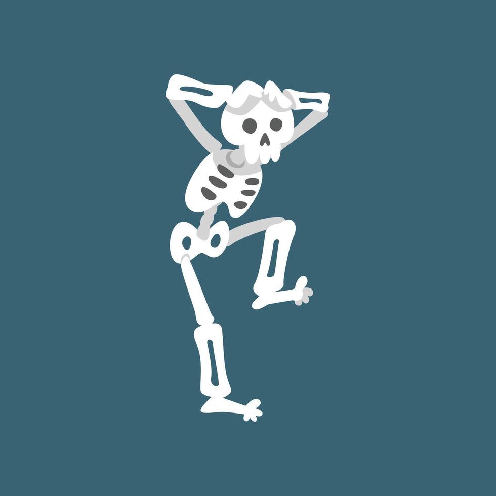 Human Skeleton Dancing, Funny Dead Man Cartoon Character Illustration vector
