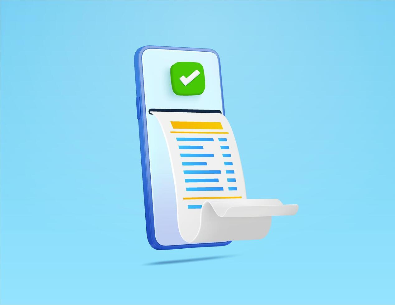 3d payment success with smartphone isolated on background. Banking e billing concept. Easy bill payment transaction on the mobile phone. 3d illustration vector