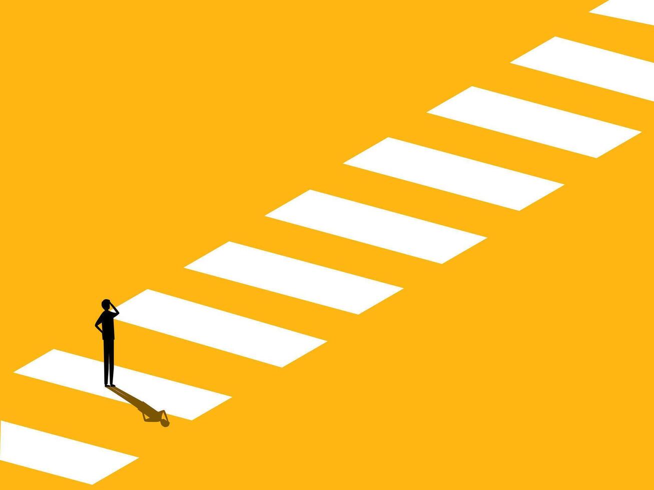 Safe zone path. Businessman on the crosswalk. vector
