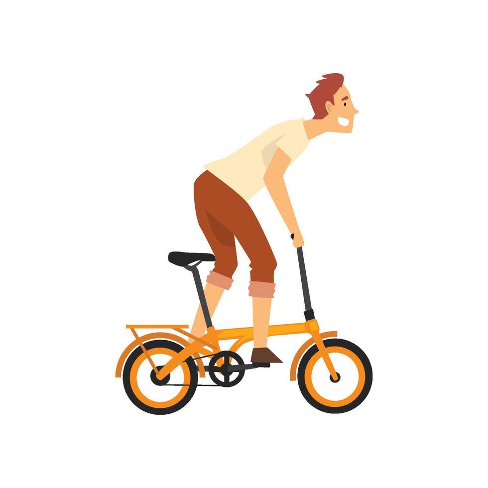 Man Riding Bike, Happy Cyclist Character on Bicycle Illustration vector