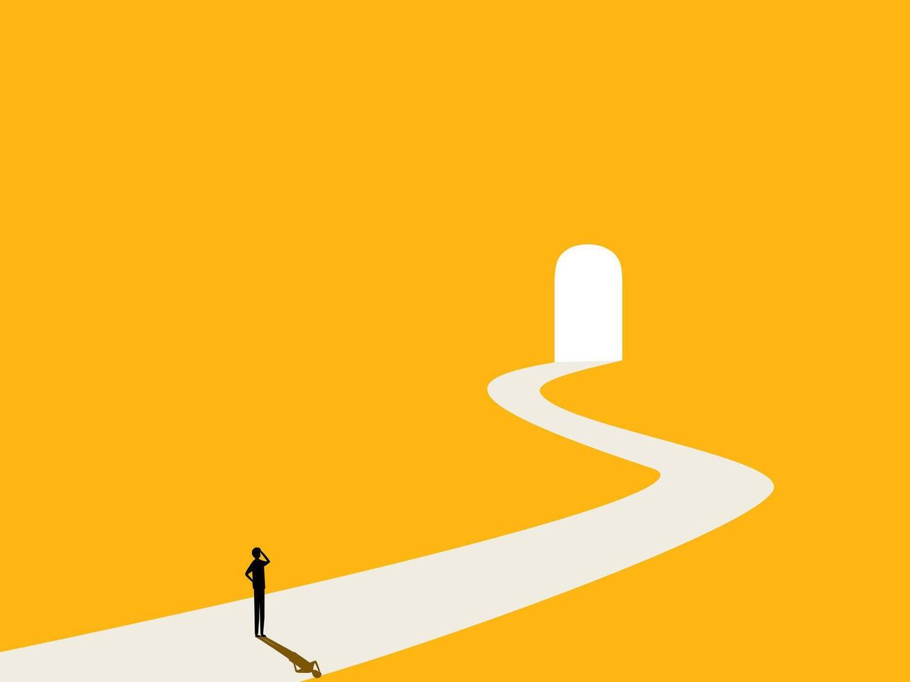 Businessmen figure out the way to the door of success. vector