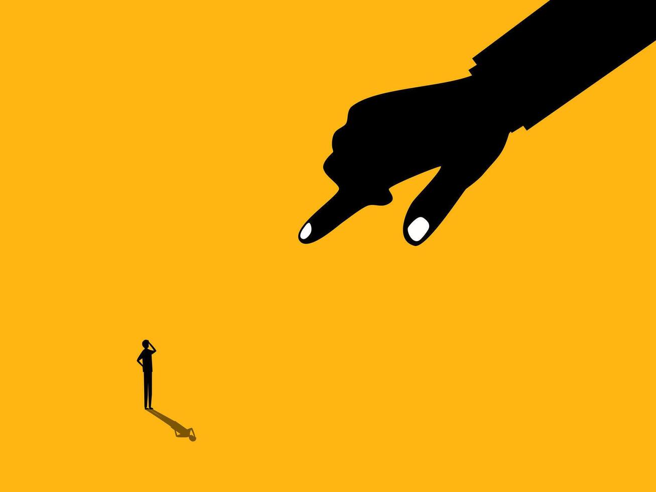 Argument, Blame and Shame. The Big Hand Points at the Businessman. vector