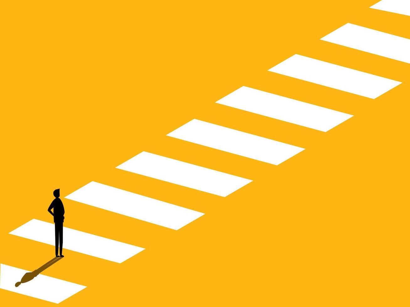 Safe business path. Businessman on the crosswalk. vector