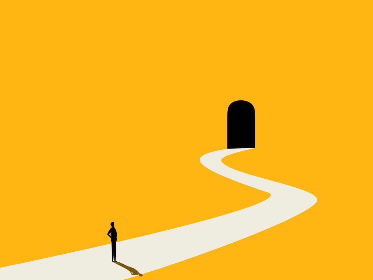 Businessman looking at the gate of new opportunity. vector
