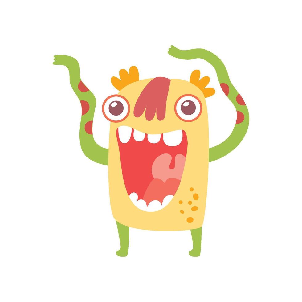 Cute Smiling Monster, Friendly Alien Cartoon Character Illustration vector