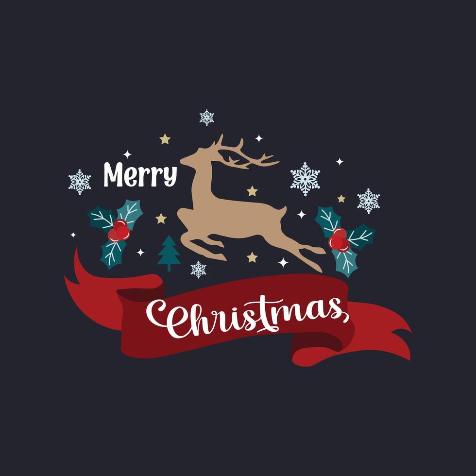 Merry Christmas greeting card design vector