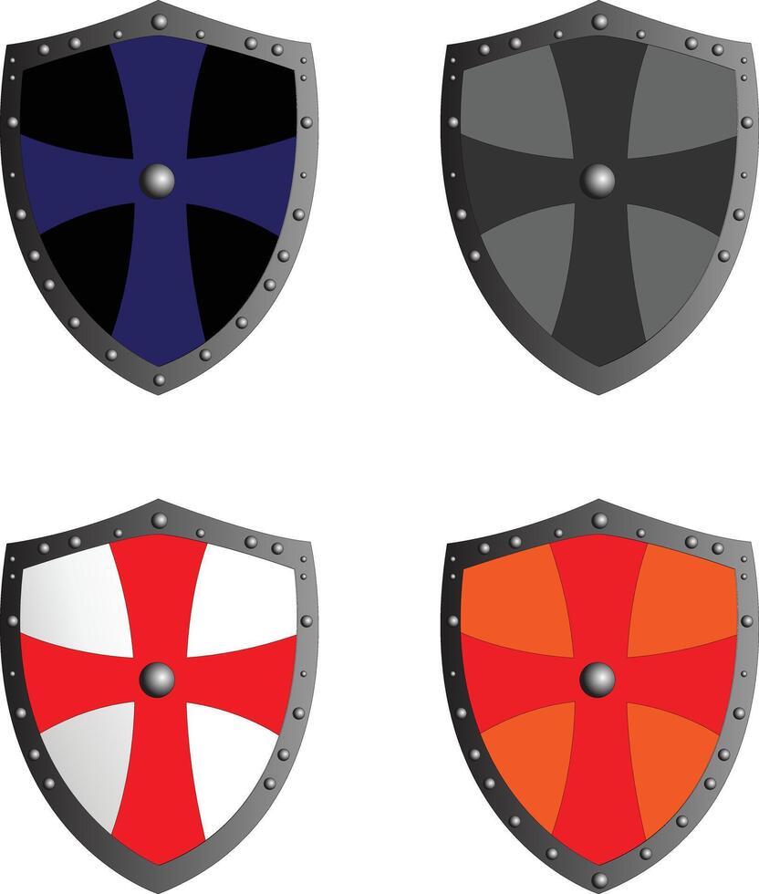 set of royal warrior shield vector