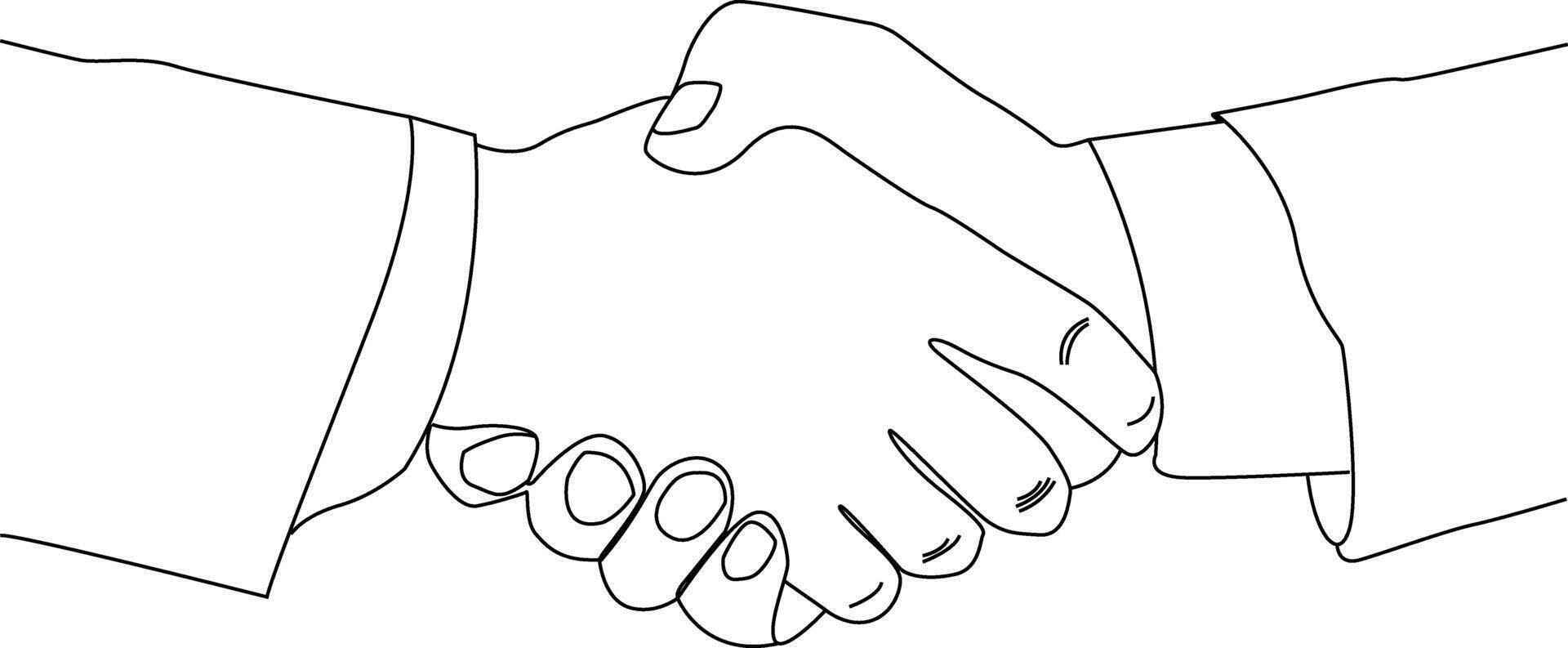 Handshake illustration line art . vector