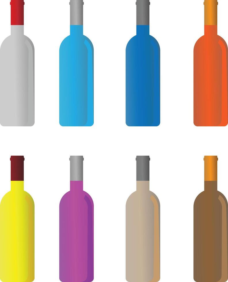 Color full wine bottle shape set vector