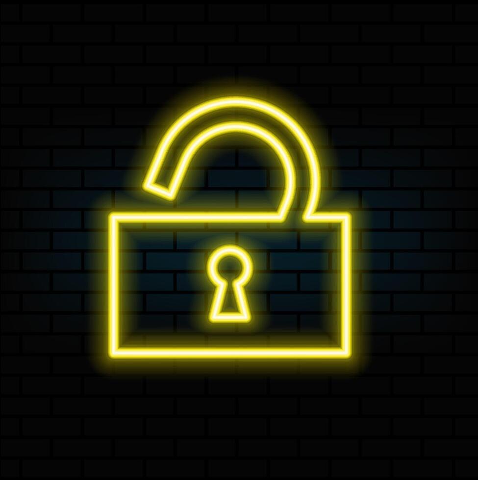 open lock neon icon. Elements of web set. Simple icon for websites, web design, mobile app, info vector