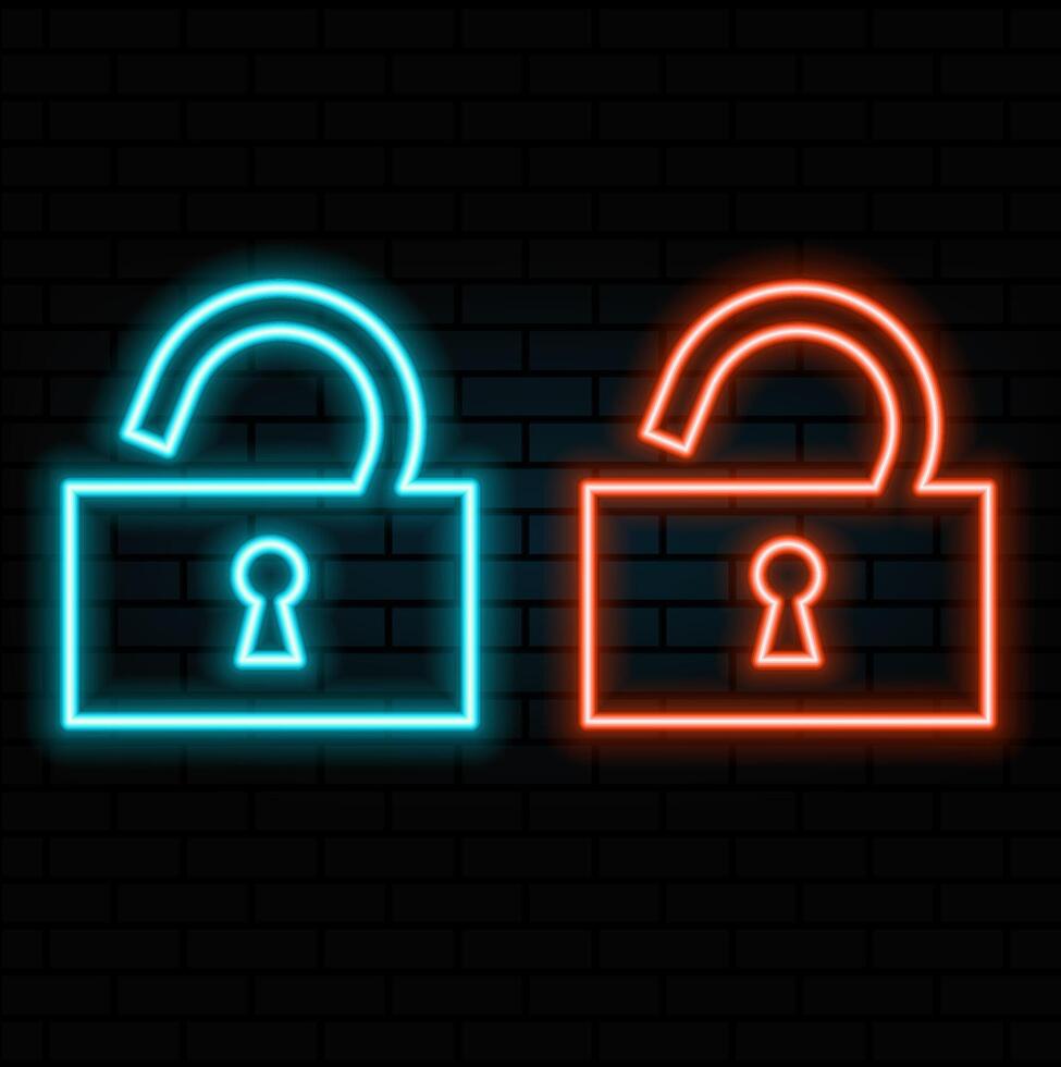 open lock neon icon. Elements of web set. Simple icon for websites, web design, mobile app, info vector