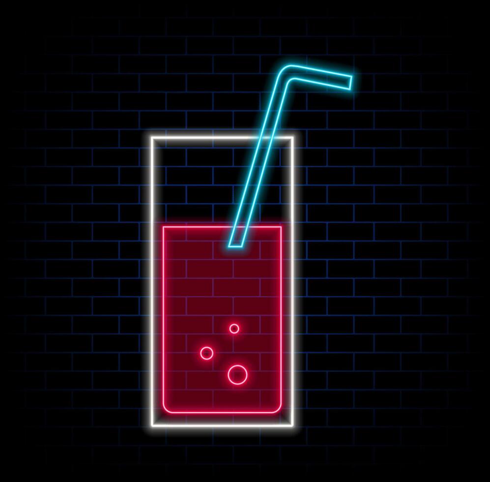 Bar and alcohol drinks neon signs on dark background set vector