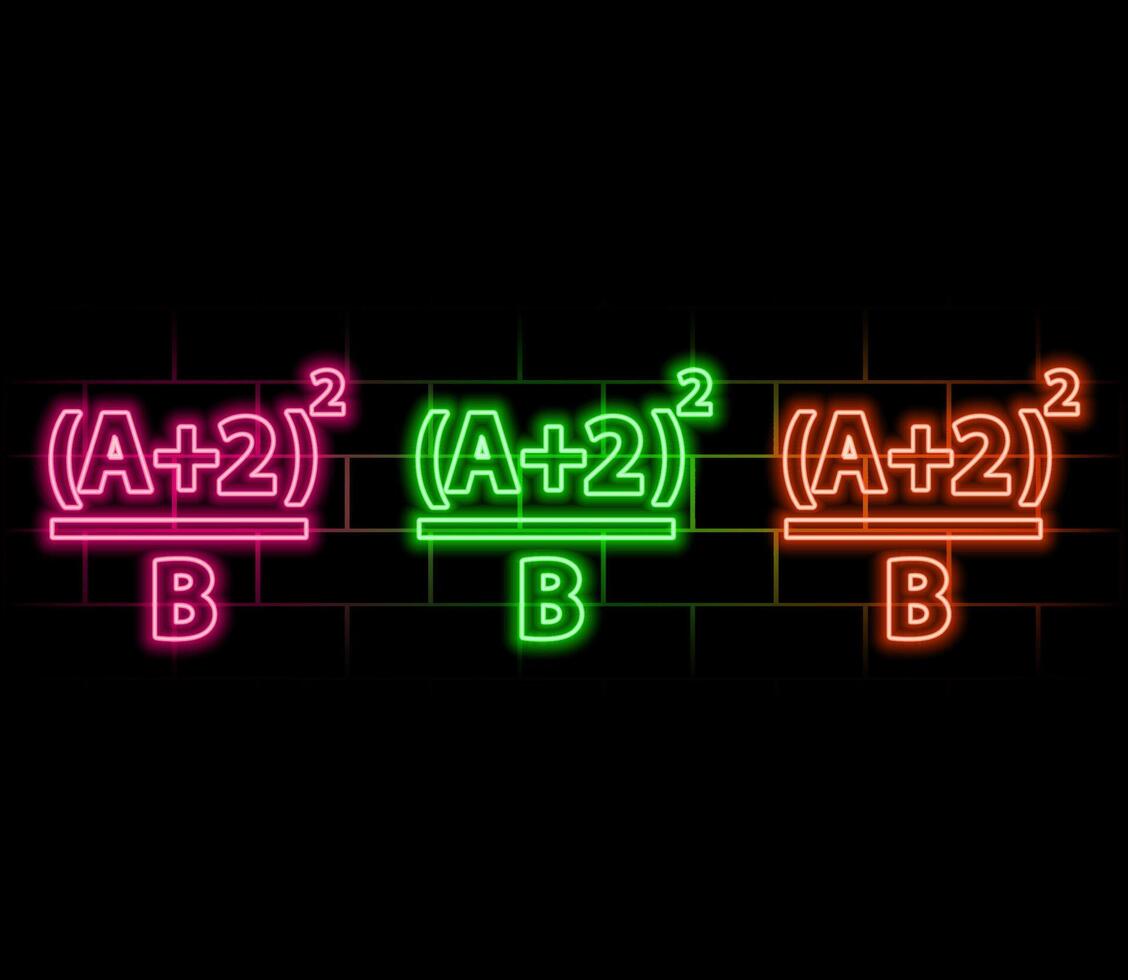 Neon fraction pie diagram in line style. Circle with divided slice. Math illustration. vector