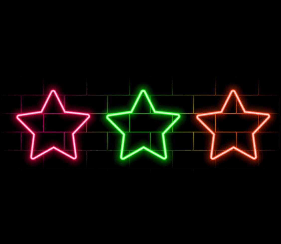Neon light speech bubble. Falling star line icon. Night sign. Firework symbol. Neon light background. Falling star glow line. Brick wall banner. vector