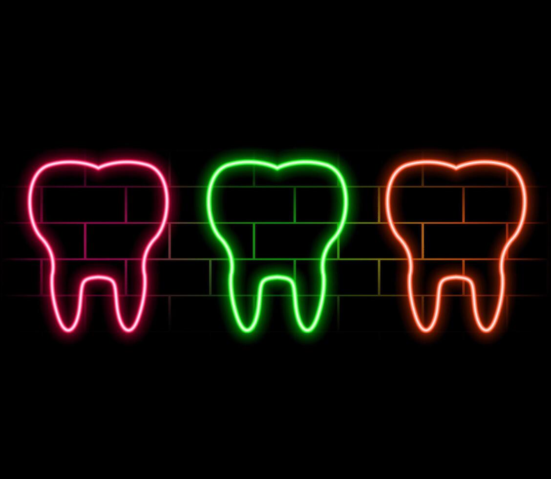 Blue glowing neon line Vampire teeth icon isolated on black background. Happy Halloween party. Colorful outline concept. Illustration vector