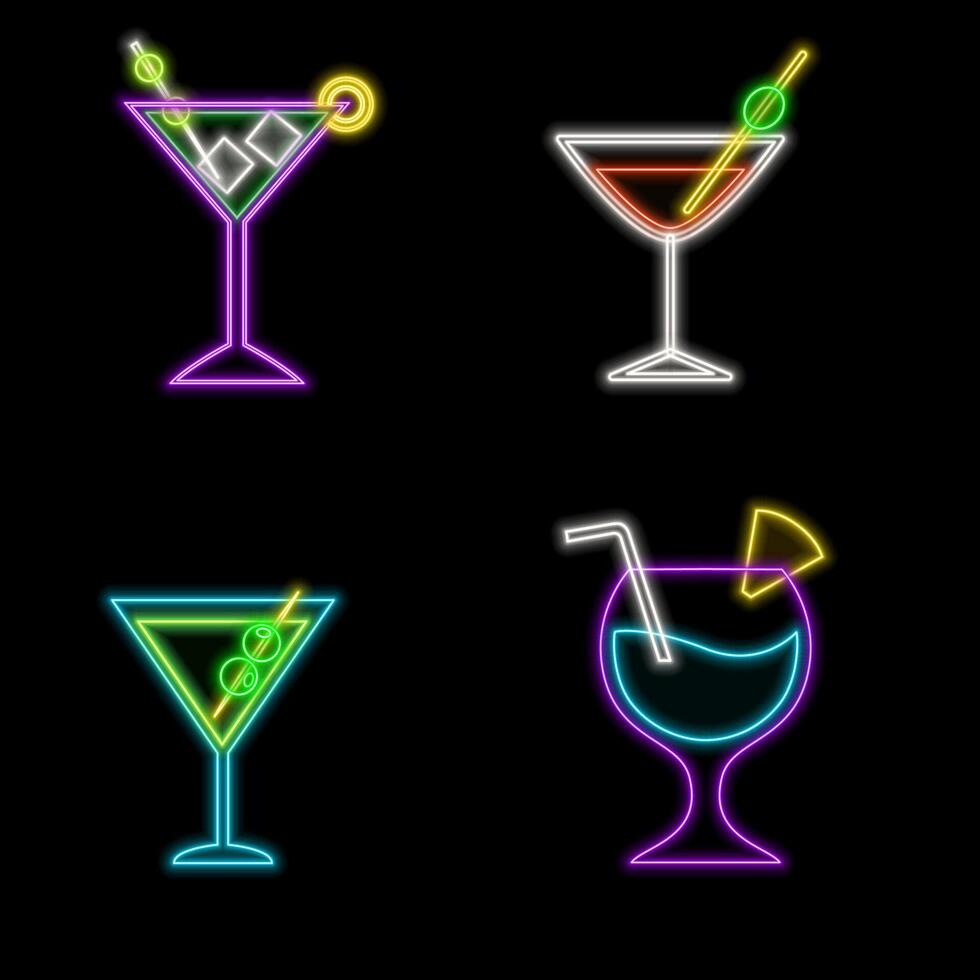 Neon Sign cold drinks with brick wall background vector