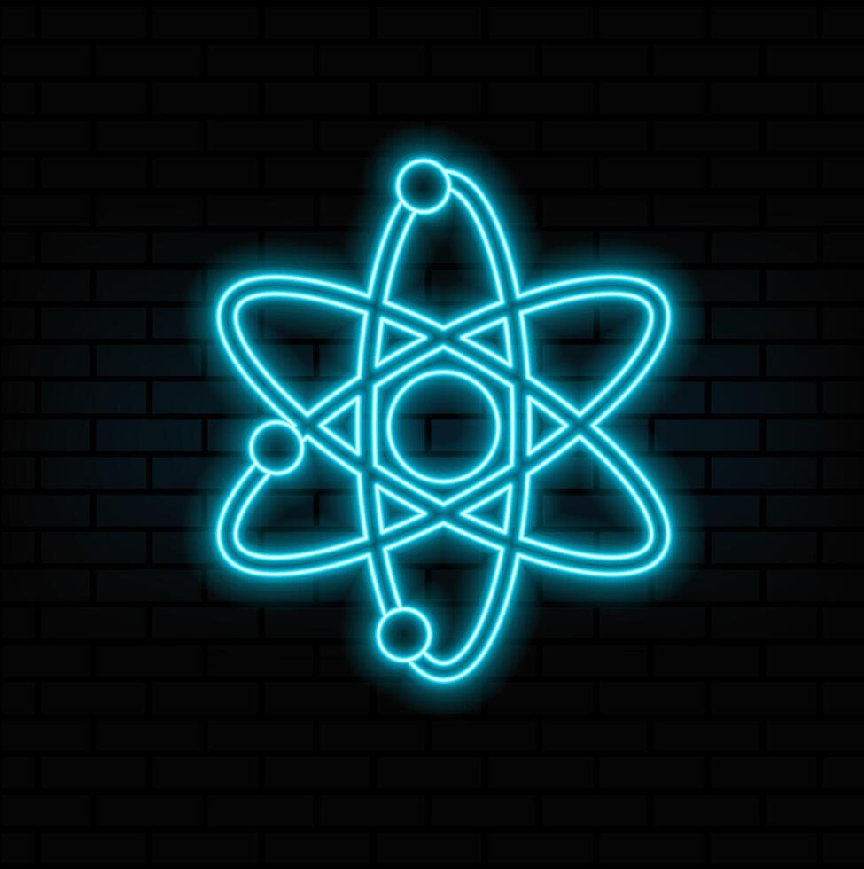 glowing neon lights atom model. vector