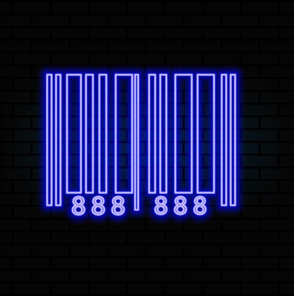 Barcode label icon. Neon style. Light decoration icon. Bright electric symbol. blue color. vector