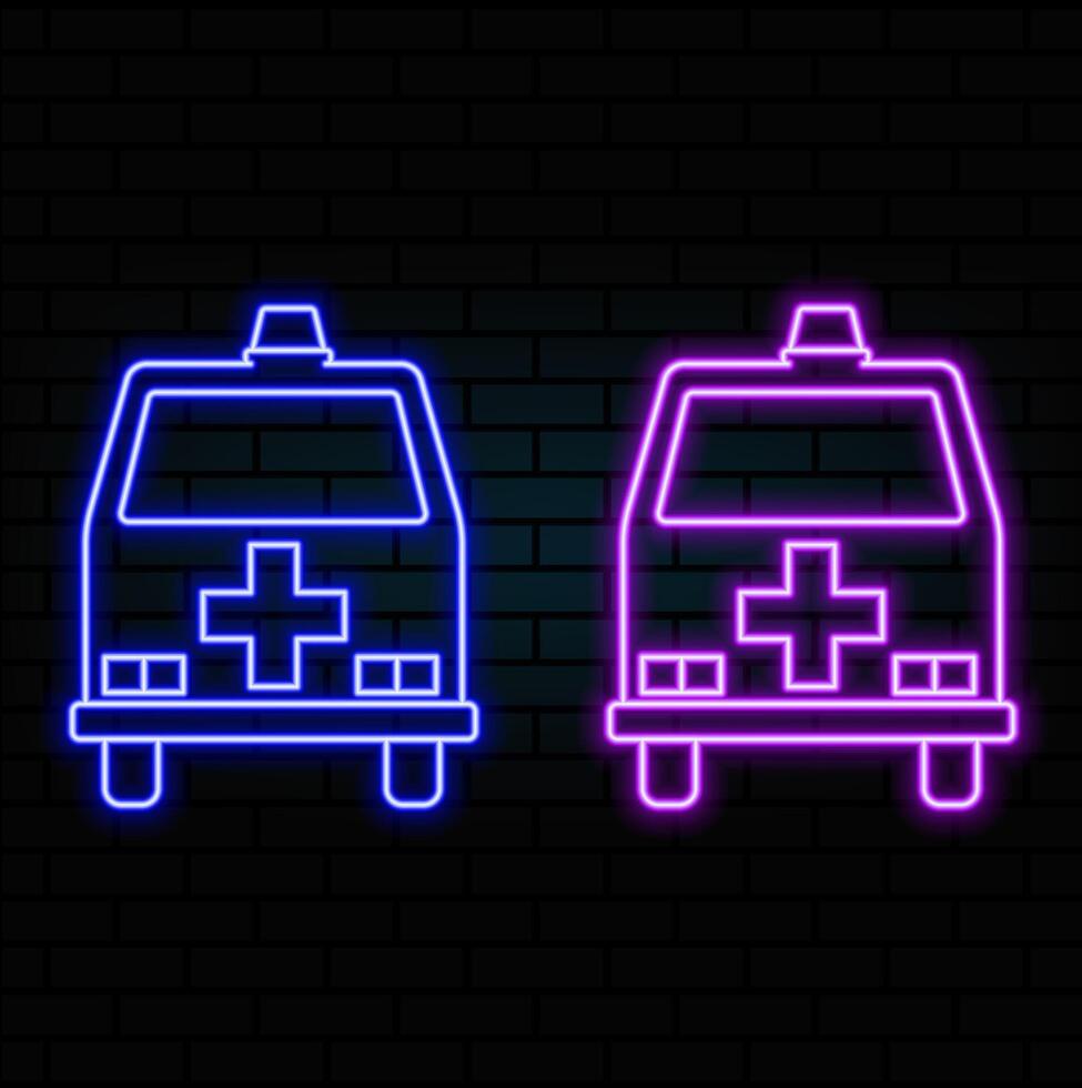 Modern Minimal style ambulances neon effect logo vector
