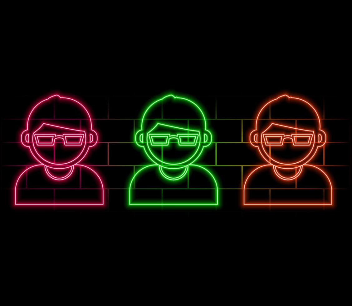 Glowing neon line Assistant icon isolated on brick wall background. Illustration vector
