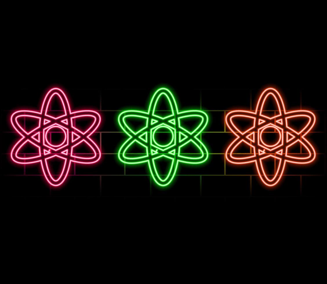 Atom electrons tech science shining light effect symbol vector