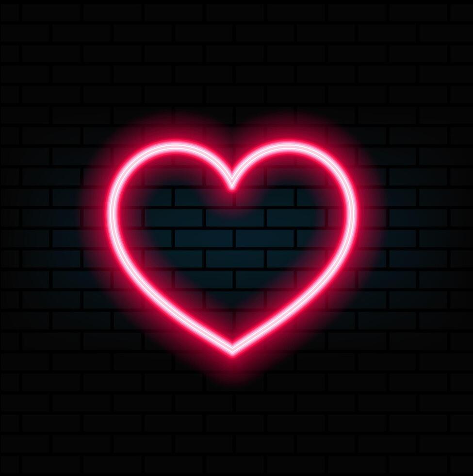 beautiful heart bright luminous pink festive neon sign for a store or card illustration vector