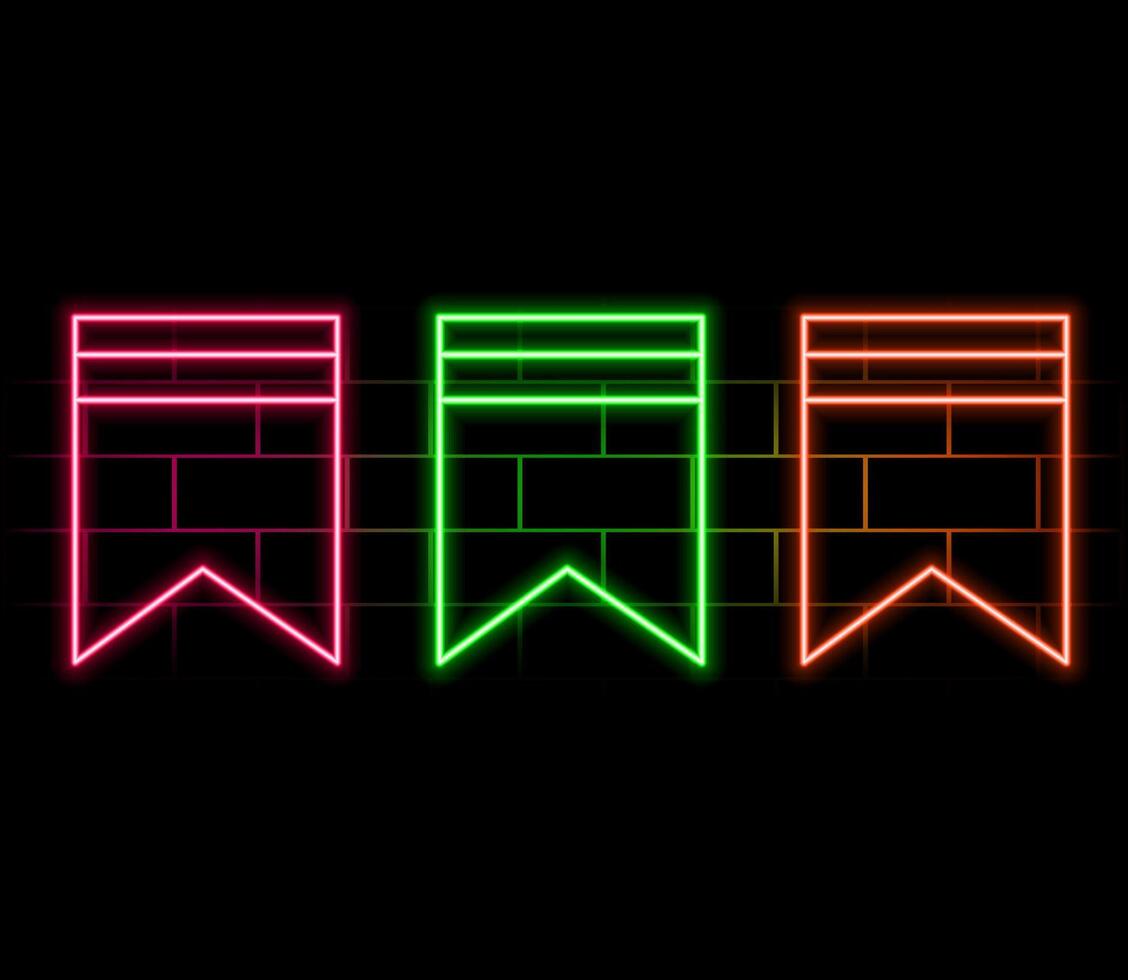 Germany flag neon sign. Glowing waving Germany national flag isolated on dark brick wall background. Stock illustration. vector