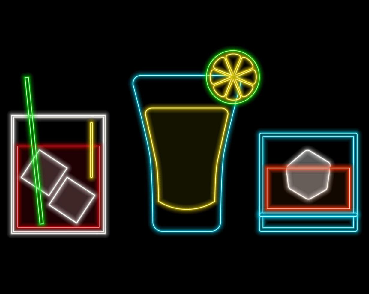 Bar cocktail Neon sign. illustration. vector