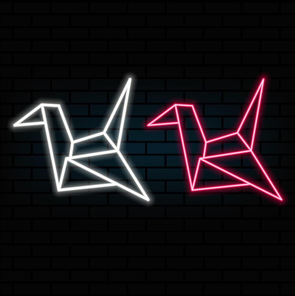 origami bird , bird rainbow logo. neon style. vector