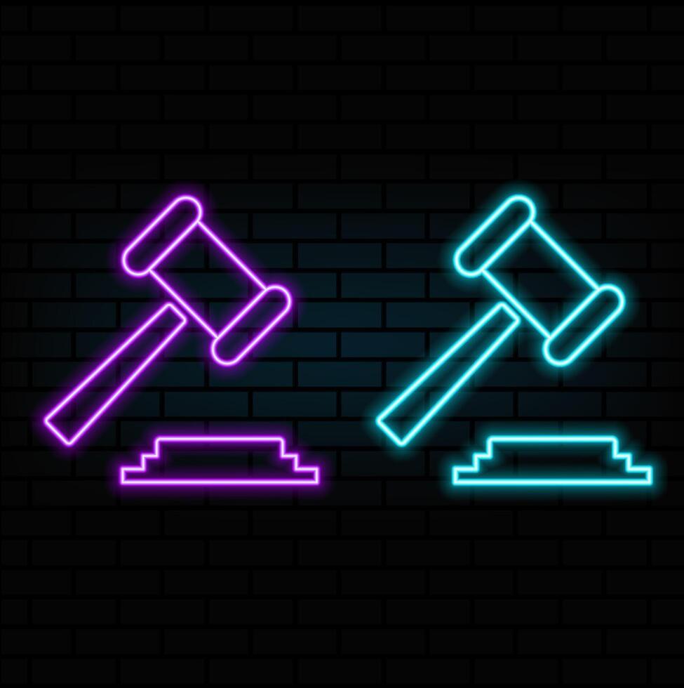 court hammer icon. Elements of Crime Investigation in neon style icons. Simple icon for websites, web design, mobile app, info graphics vector