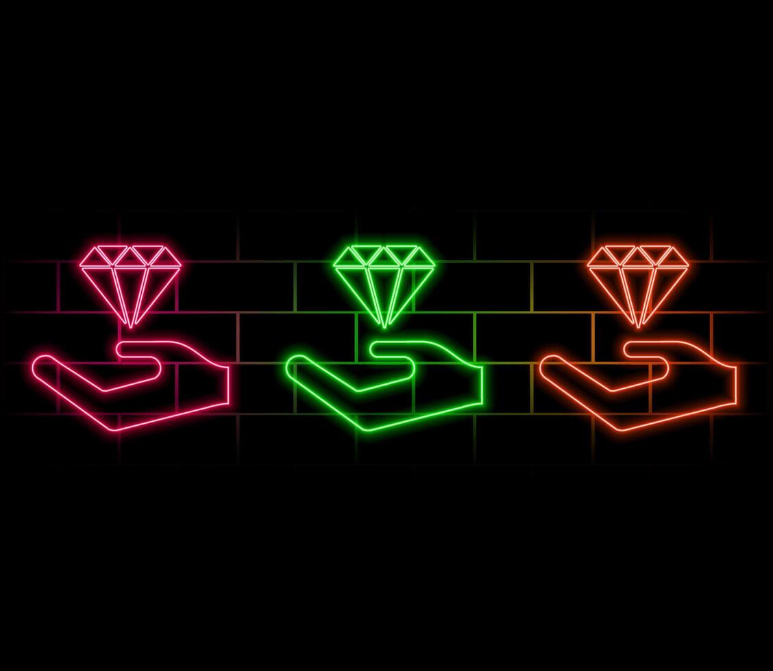 Diamond premium sign. Prizes and trophy symbol icon neon glow illustration concept.orange color. vector