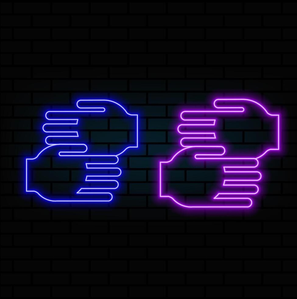 Neon light glow effect. Global business line icon. International outsourcing sign. Internet marketing symbol. 3d line neon glow icon. Brick wall banner. Global business outline. vector
