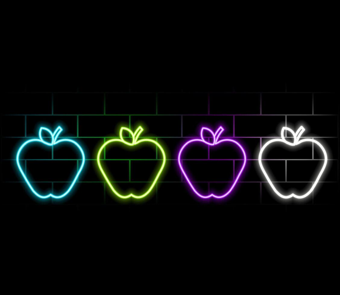 Apple neon sign, modern glowing banner design, colorful modern design trend on black background. illustration. vector