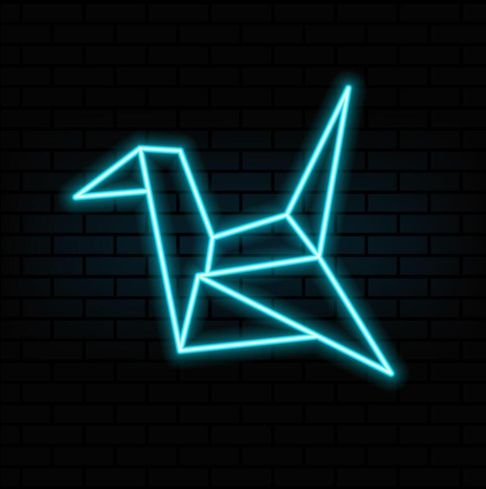 Origami bird . Realistic two red bird origami representing love couple. neon. vector