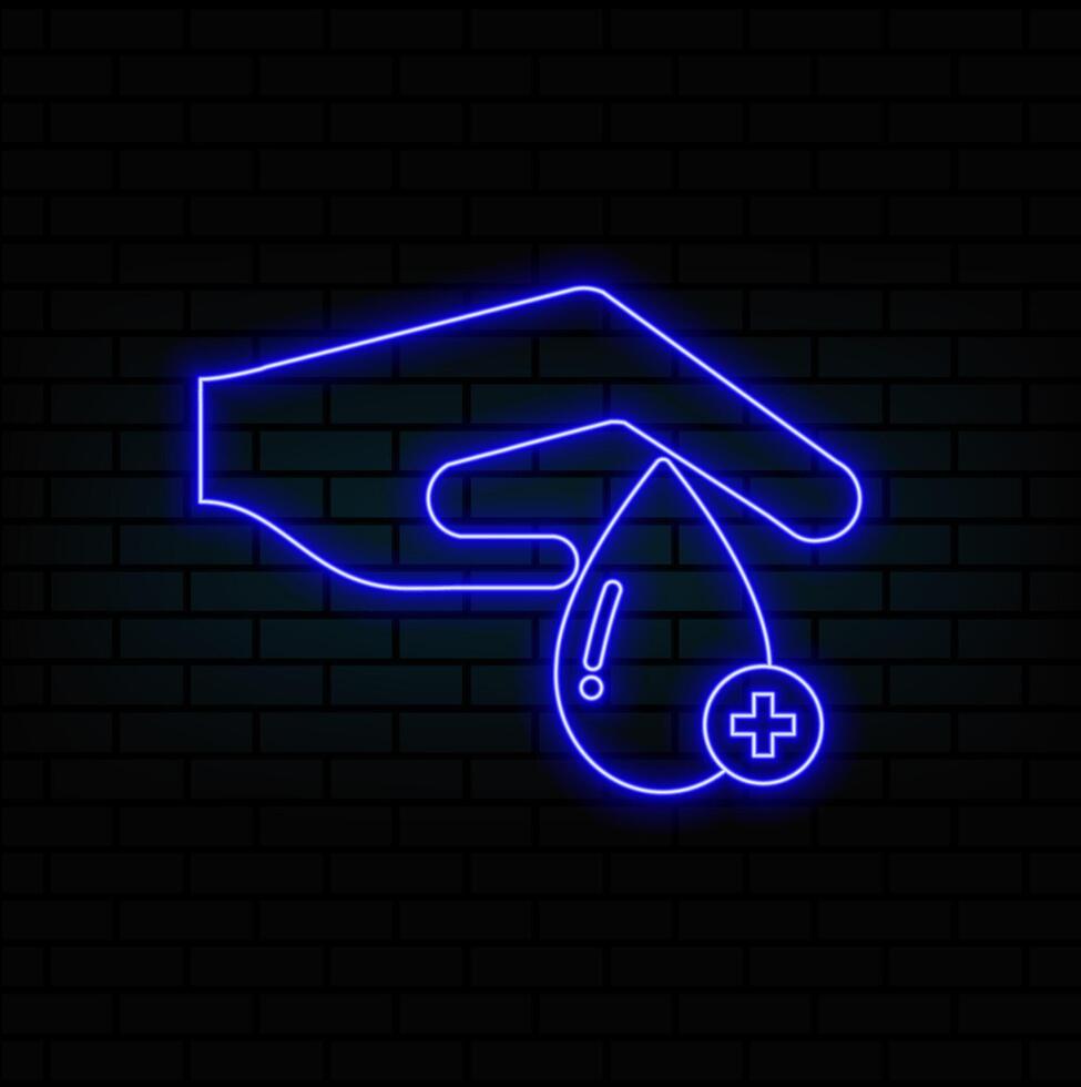 Watering can holding in hand icon neon glow illustration concept vector