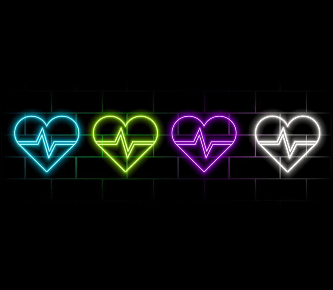 Heart neon sign, bright signboard, light banner. Heart on Valentines Day neon icon, emblem. illustration vector