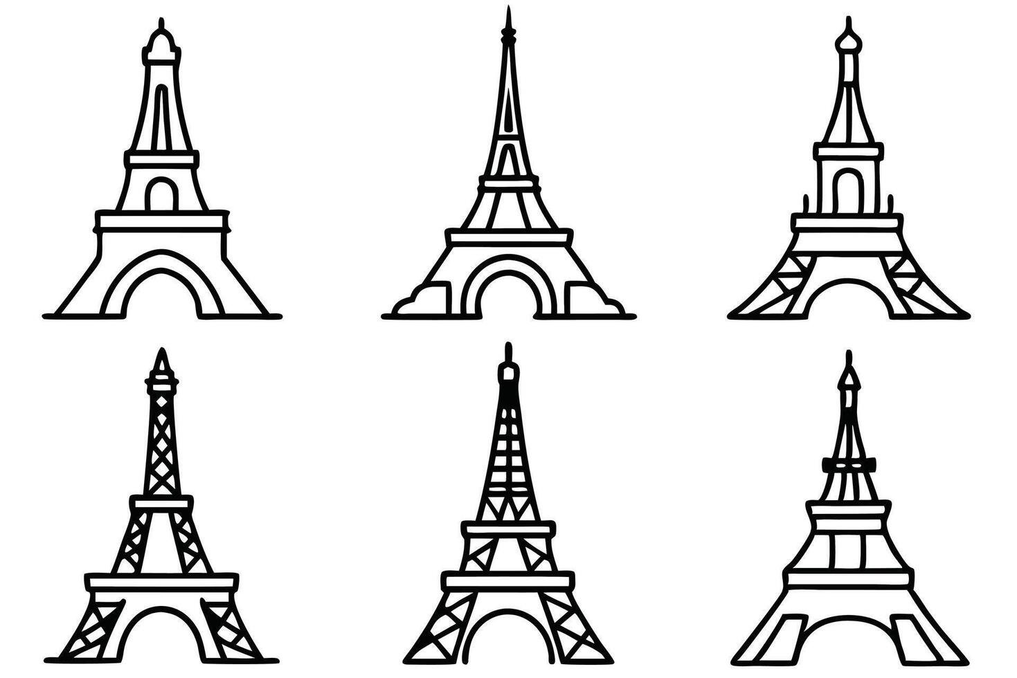 Eiffel tower icons set vector