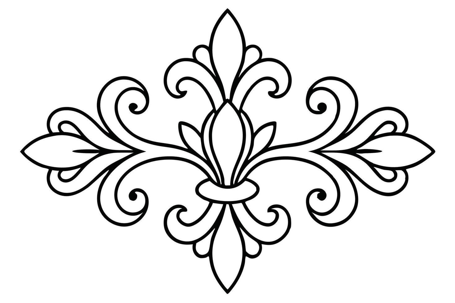 A black and white drawing of a fleur de lis vector