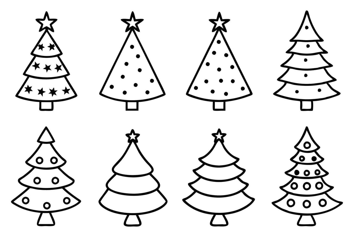 Christmas tree coloring pages vector