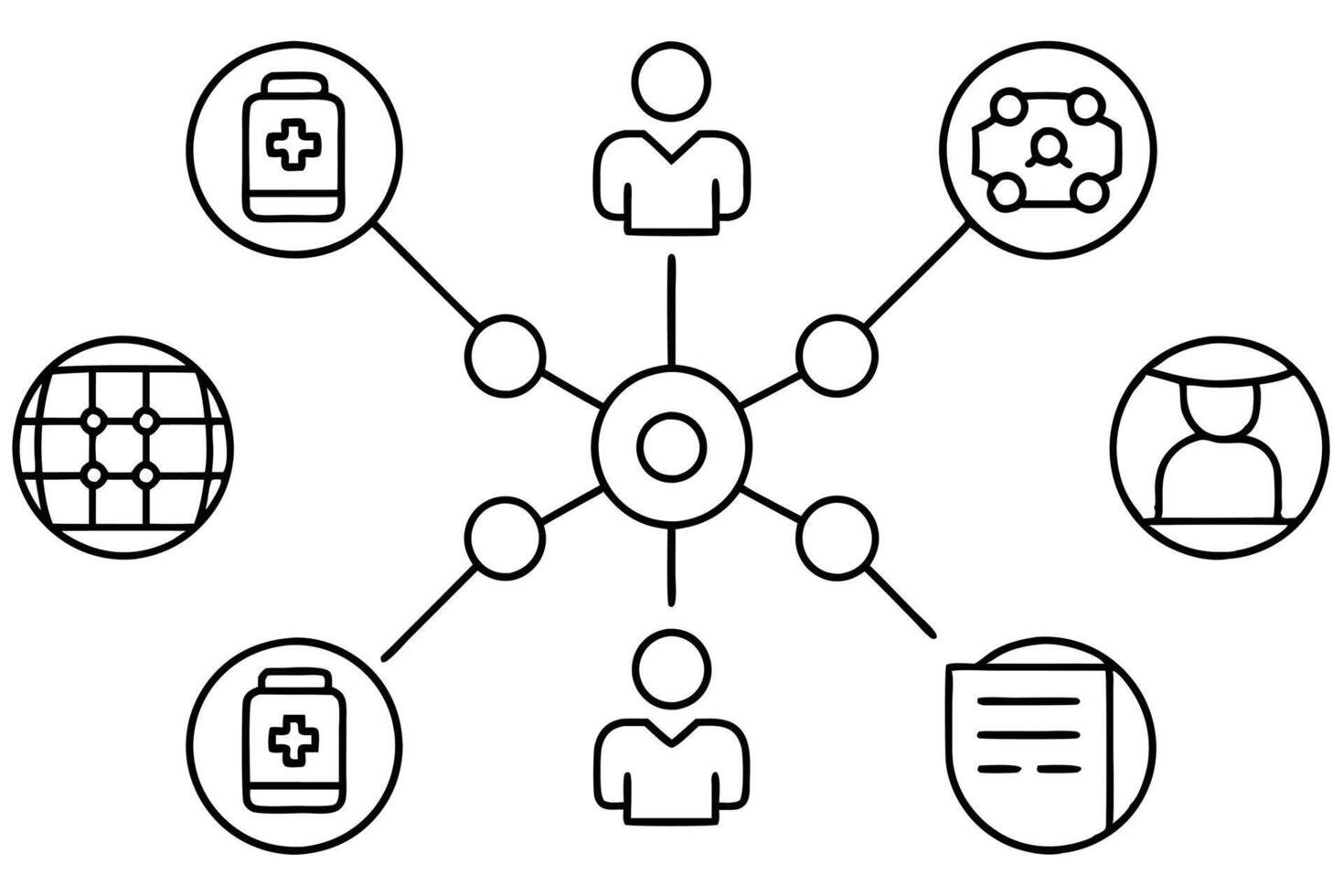 Data exchange line art visualizing complex digital networking and systems vector
