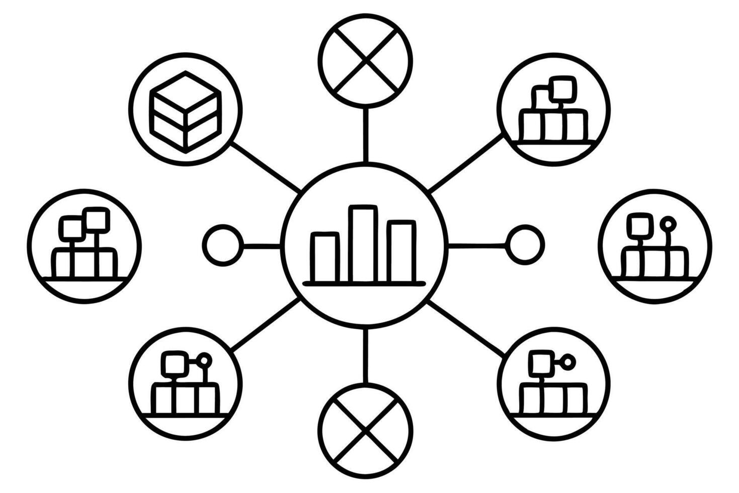 Data exchange line art focusing on modern communication and data transfer vector