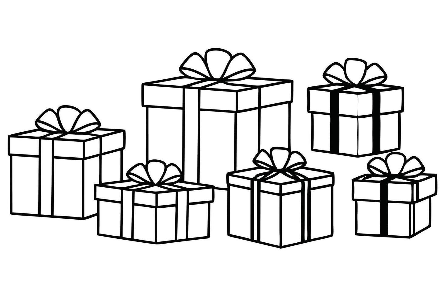 Gift box line art adorable line drawing of gift box vector
