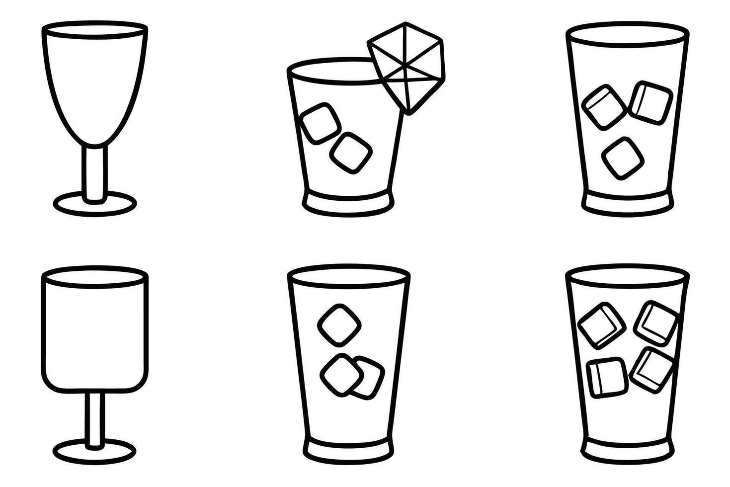 Drink Glass with Ice Line Art Illustration for Stylish Home Decor vector