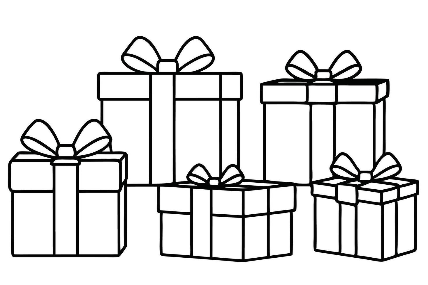 Gift box line art classic minimalist line drawing style vector