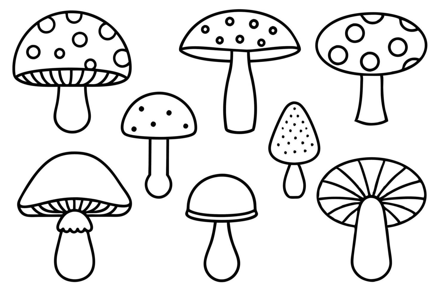 Mushroom Line Art Expressive Designs for Creative Art Projects vector