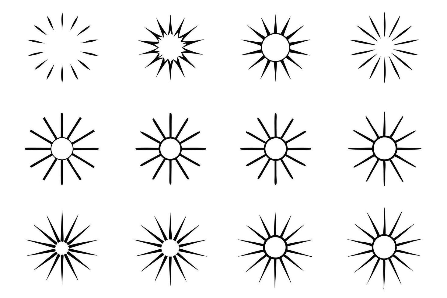 Sunburst line art drawing highlighting radiant sunburst shapes vector