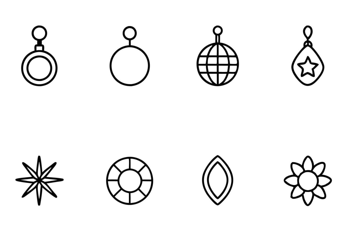 Simple stud earrings line art modern elegant jewelry illustration idea vector