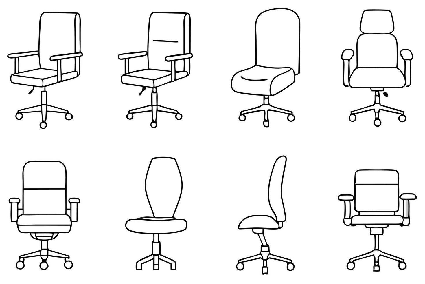 Office chair line art illustration sleek simple stylish office seating vector
